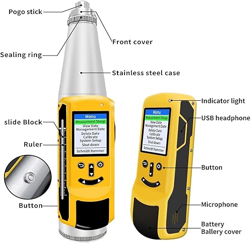 Miniatura 2 de Martillo de rebote de hormigón Probador de martillo de rebote de hormigón Probador de martillo de concreto Resiliómetro portátil Herramienta medidor
