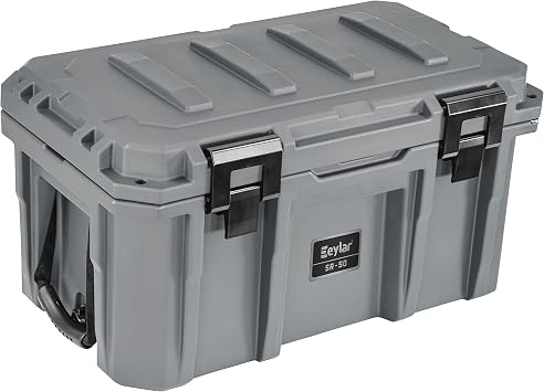 SR-50 Crossover Overland Cargo Case, Equipment Hard Case, Roto Molded, Stackable with Pad-Lock Hasp, Strap Mountable, TSA Standard, IPX4 Rated, 50 Liters Gray
