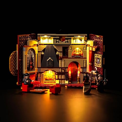 Luz LED para Lego Gryffindor House Banner 76409, Hogwarts Castle 3D sala pared juego de iluminación creativa regalo compatible con Lego 76409 juego