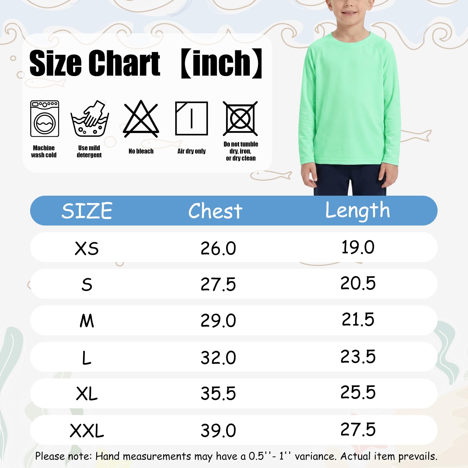 HYCOPROT Chłopięca koszulka do pływania UPF 50+, Rash Guard, dla dzieci, z długim rękawem, ochrona przed słońcem, koszulki wodne, dziewczęta, strój kąpielowy, młodzieżowy, szybkoschnący