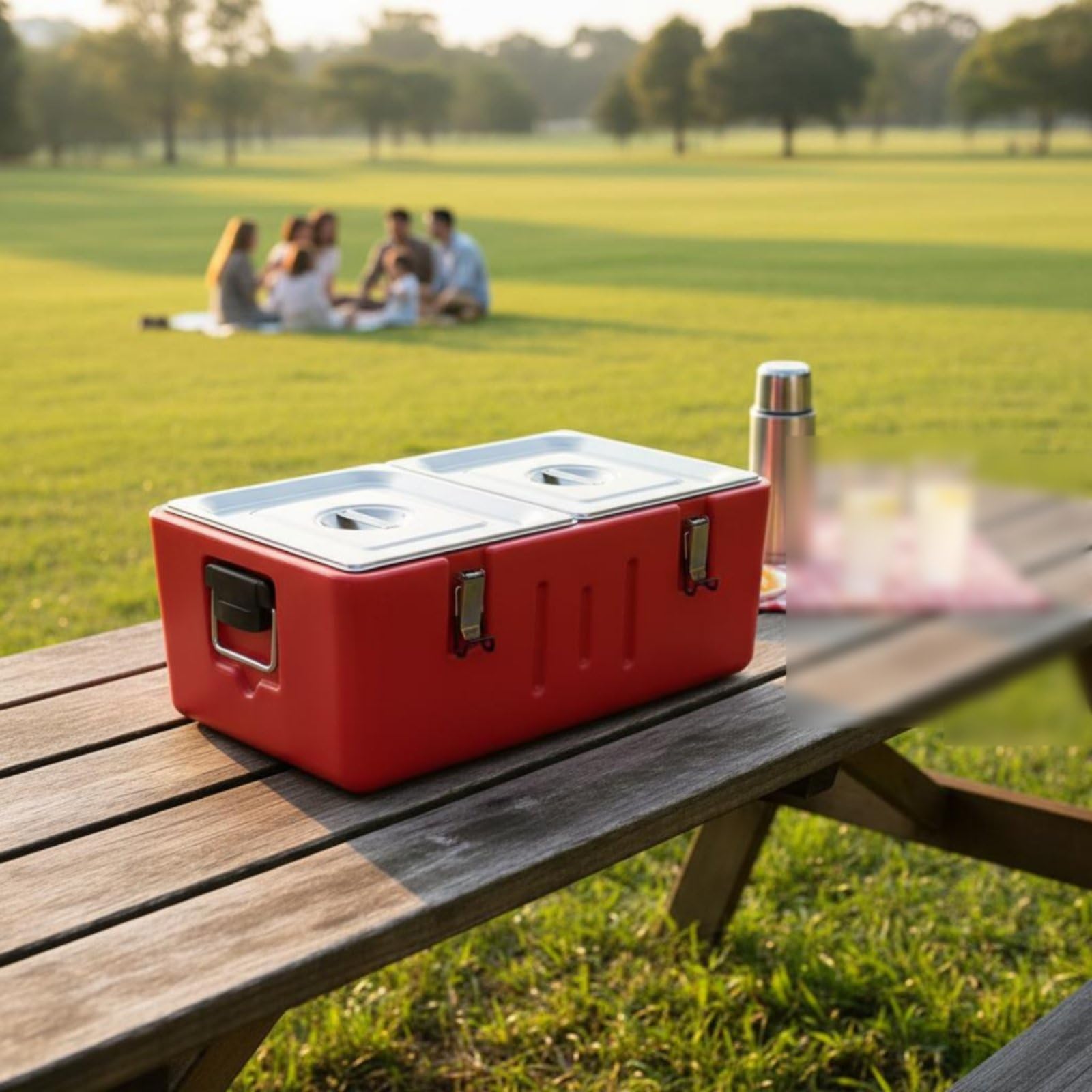 Contenedor Isotérmico 3 Compartimentos Gran Capacidad Caja de Reparto con Aislamiento para Restaurantes, Ocasiones