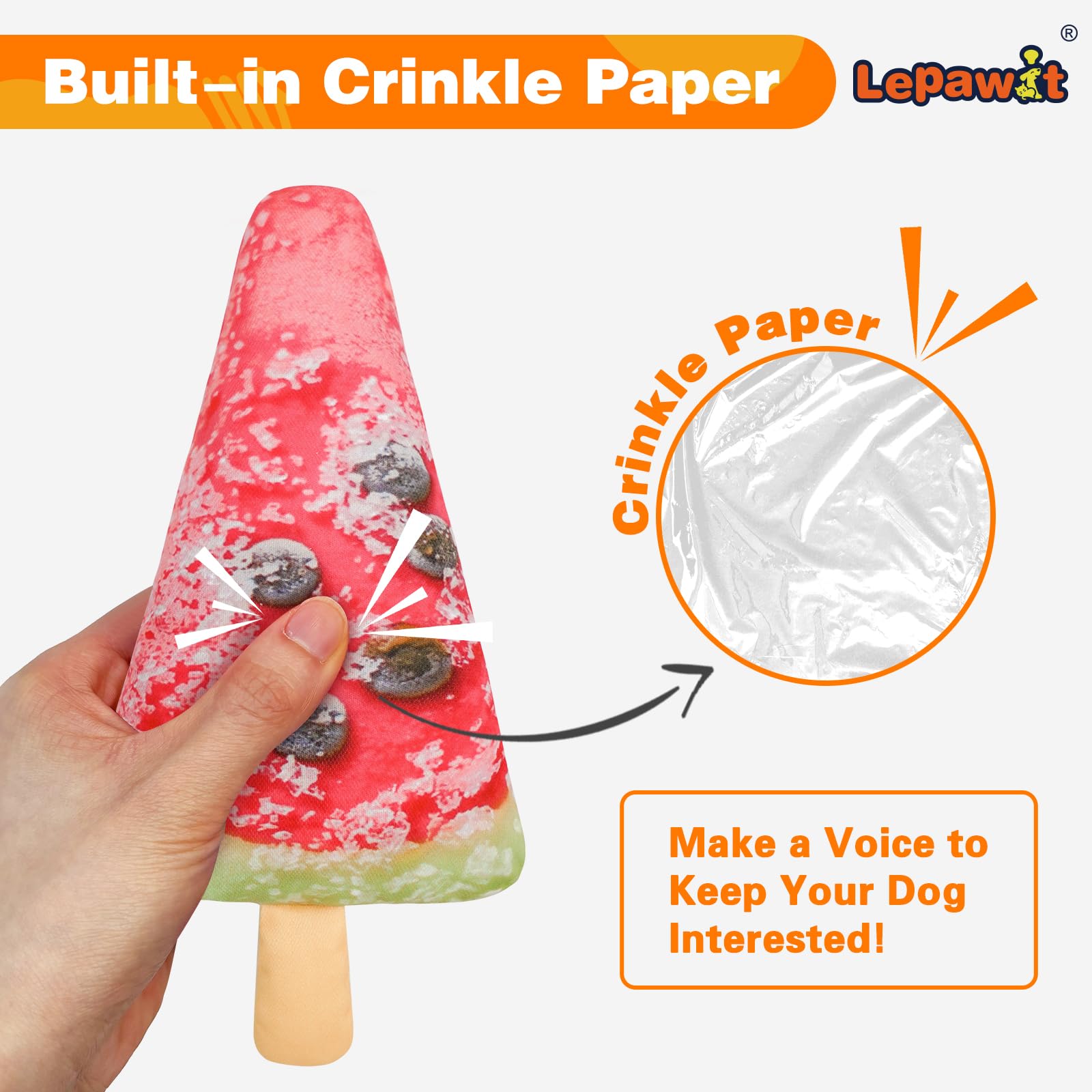 Crinkle Dog Toys, Floating Dog Toys with Mesh for Cleaning Teeth, Watermelon Dog Gifts for Small and Medium Dogs