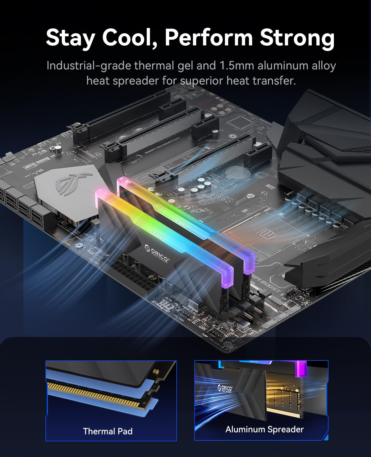 ORICO Raceline Neon 32GB (2x16GB) 6000MHz CL30 DDR5 RGB RAM Memory