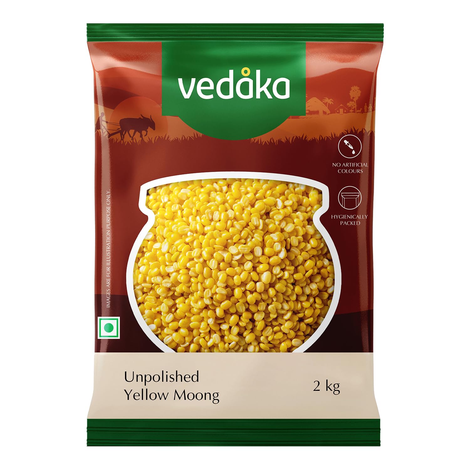 Amazon Brand – Vedaka Unpolished Yellow Moong Dal | 2 Kg | Popular Yellow Moong Dal | Naturally Rich In Protein | Naturally Cholesterol-Free