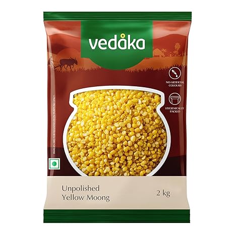 Amazon Brand - Vedaka Unpolished Yellow Moong Dal | 2 Kg | Popular Yellow Moong Dal | Naturally Rich In Protein | Naturally Cholesterol-Free