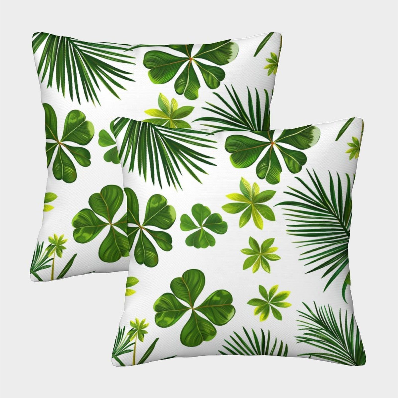 kaiyun 2 Pack Hawaiian Pattern Pillow Case Home Decoration Sofa Clover Pine Leaves Cushion Cover 45x45cm