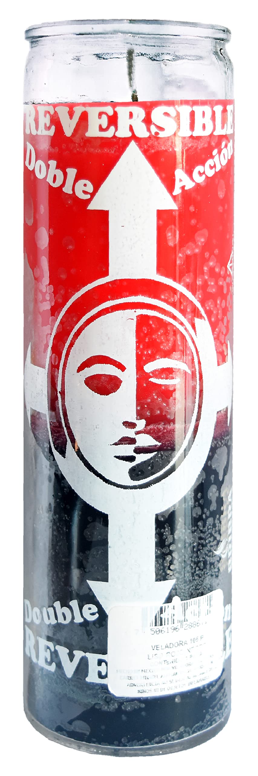 1 PC Candle VELADORA Reversible RED/Black Reversible Rojo/Negro UNSCENTED Burns 120 HRS