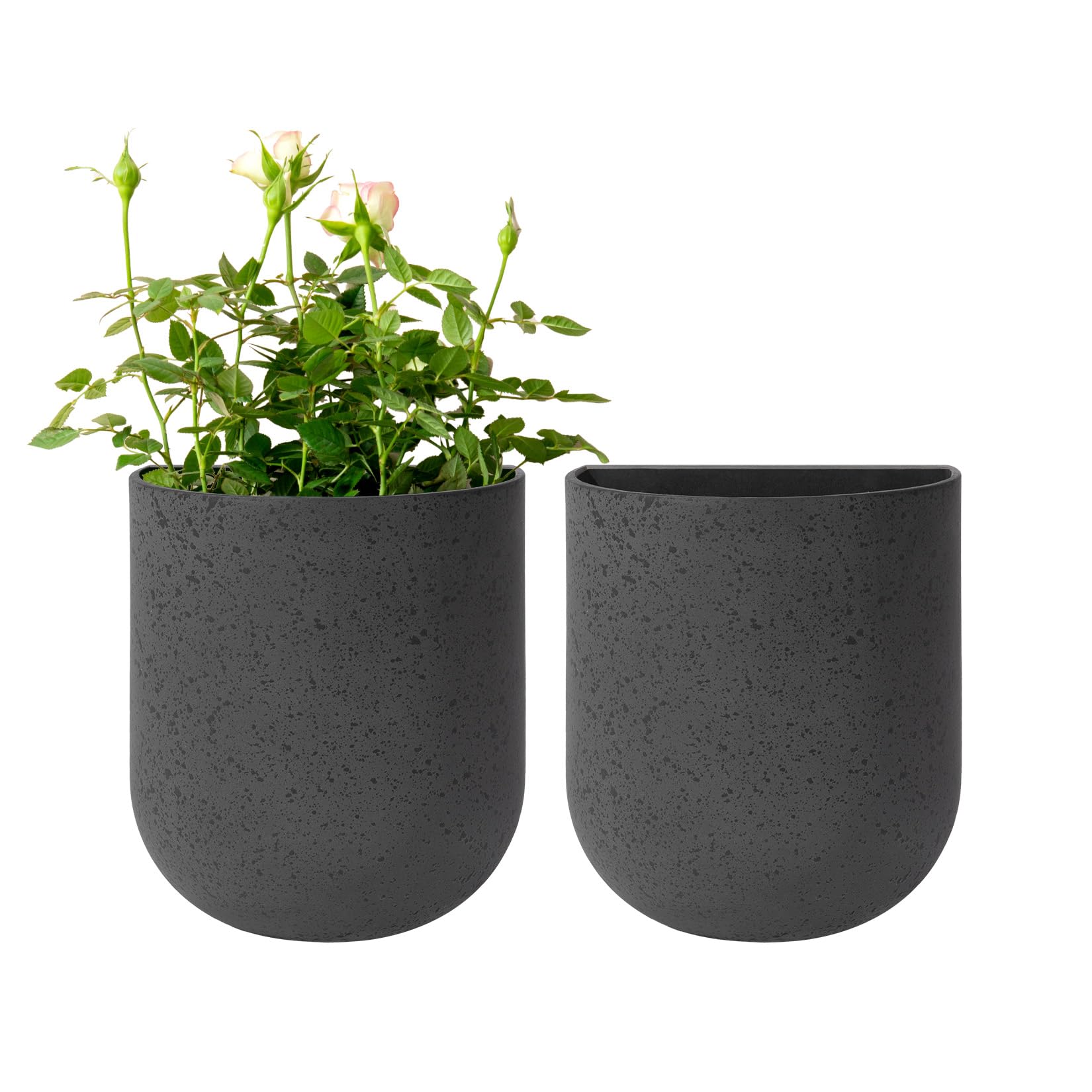LA Jolie Muse Wall Hanging Planters for Indoor Plants,Hanging Flower Pots for Air Plants Succulent, Set of 2, 5.7L*4.1W*6.5H, Concrete Gray