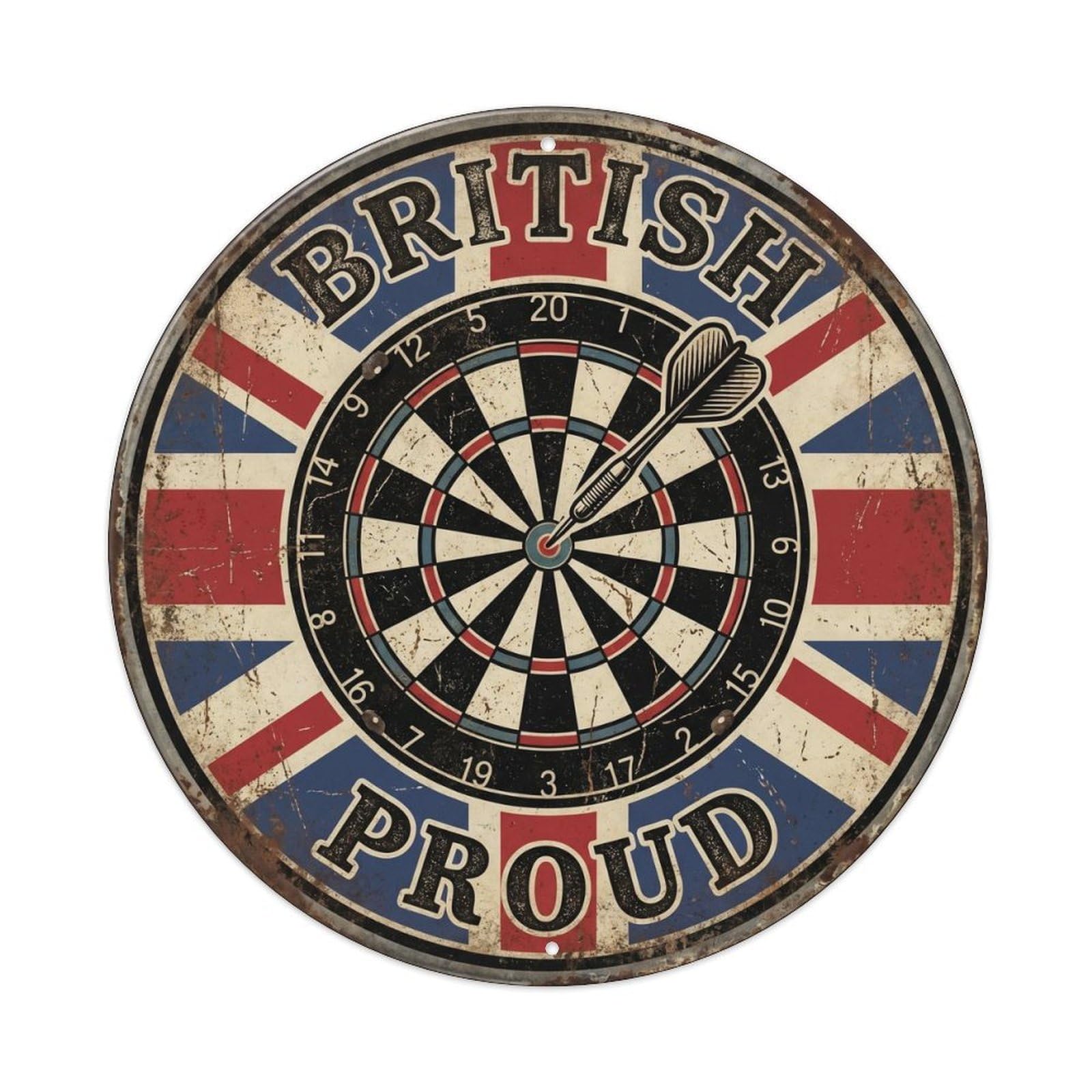 British Proud Dartboard Sports Heritage Emblem Metal Tin Sign