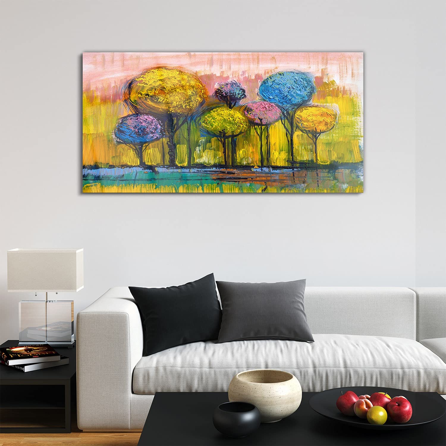 Coloray Pintura acrílica Cuadro De Pared 120x60cm Vidrio Acrílico Arte Sala De Estar Mural - Árboles de otoño. Arte