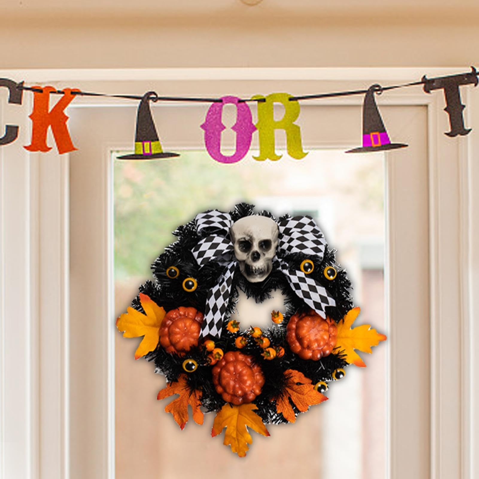 Coronas Halloween Letrero Artesanal LED Hueso Artificial