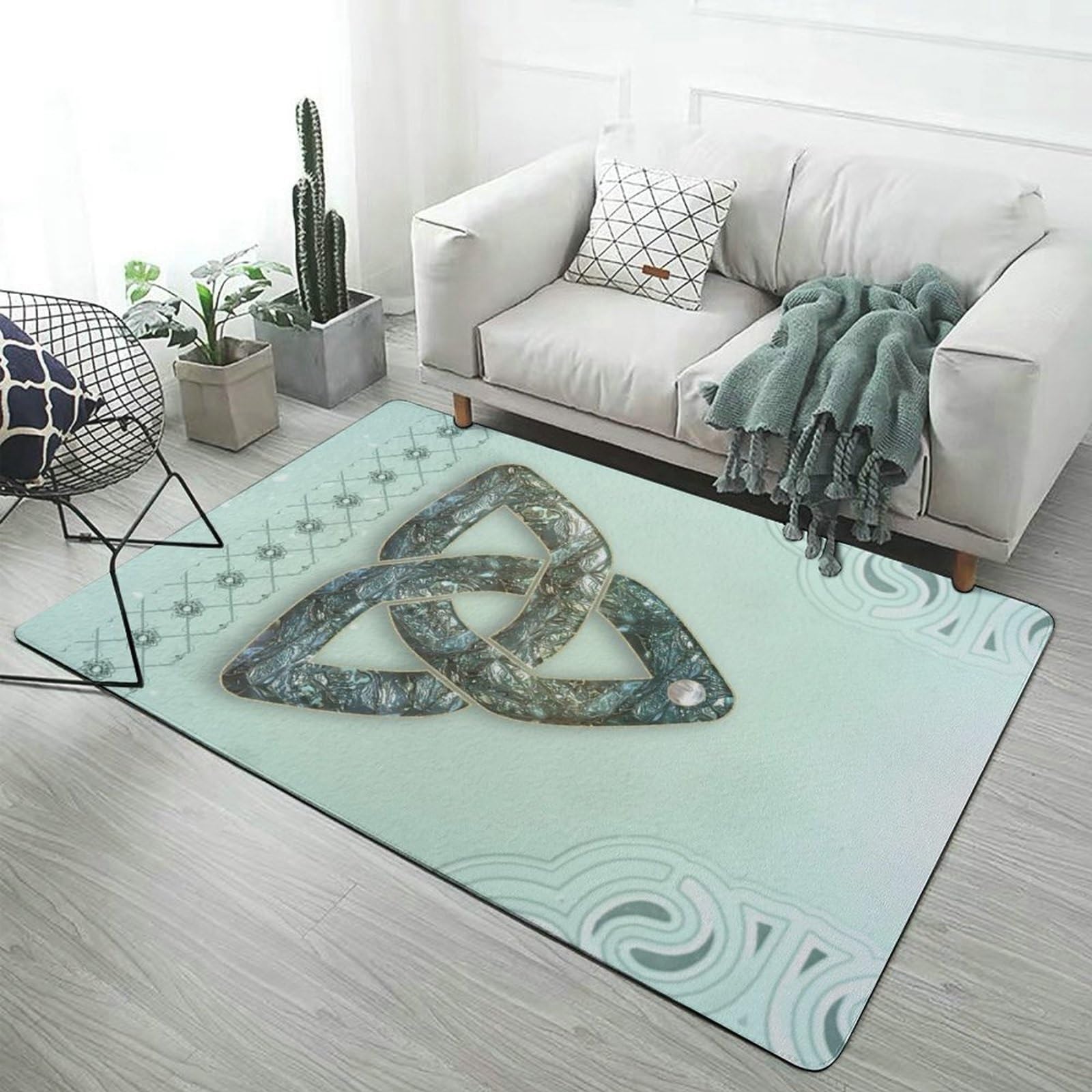 Tapis antidérapant chambre viking doux et tapis salon motif noeud celtique imprimé 3D
