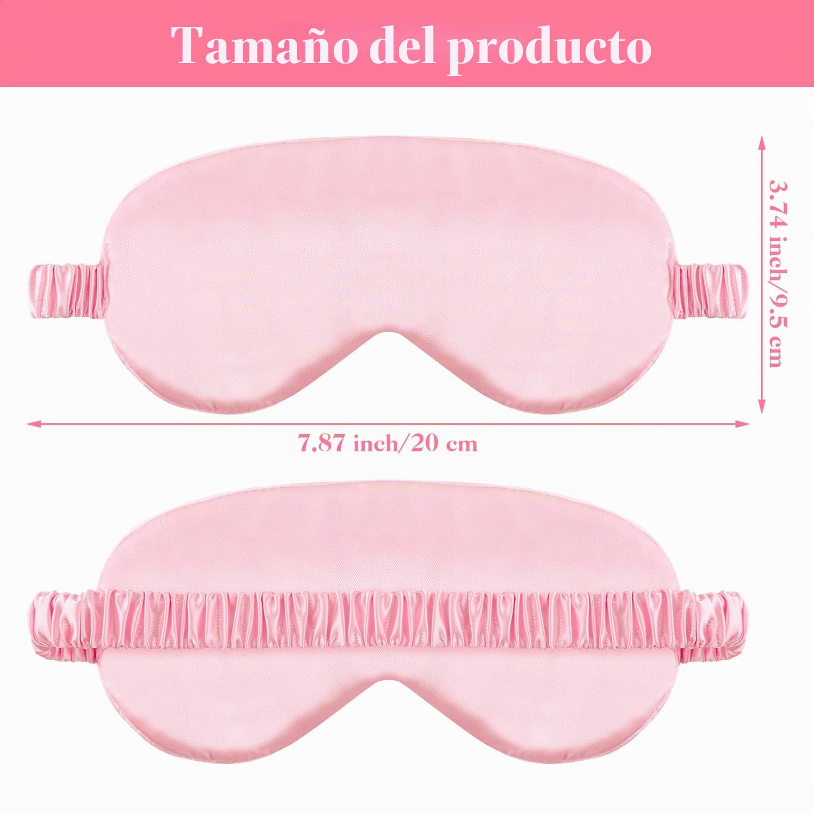 Paquete De 2 Máscaras para Dormir De Seda para Dormir Suave Satén Con Correa Elástica Cómoda Máscara para Dormir De Noche Para Mujeres Y Hombres (Negro Rosa)