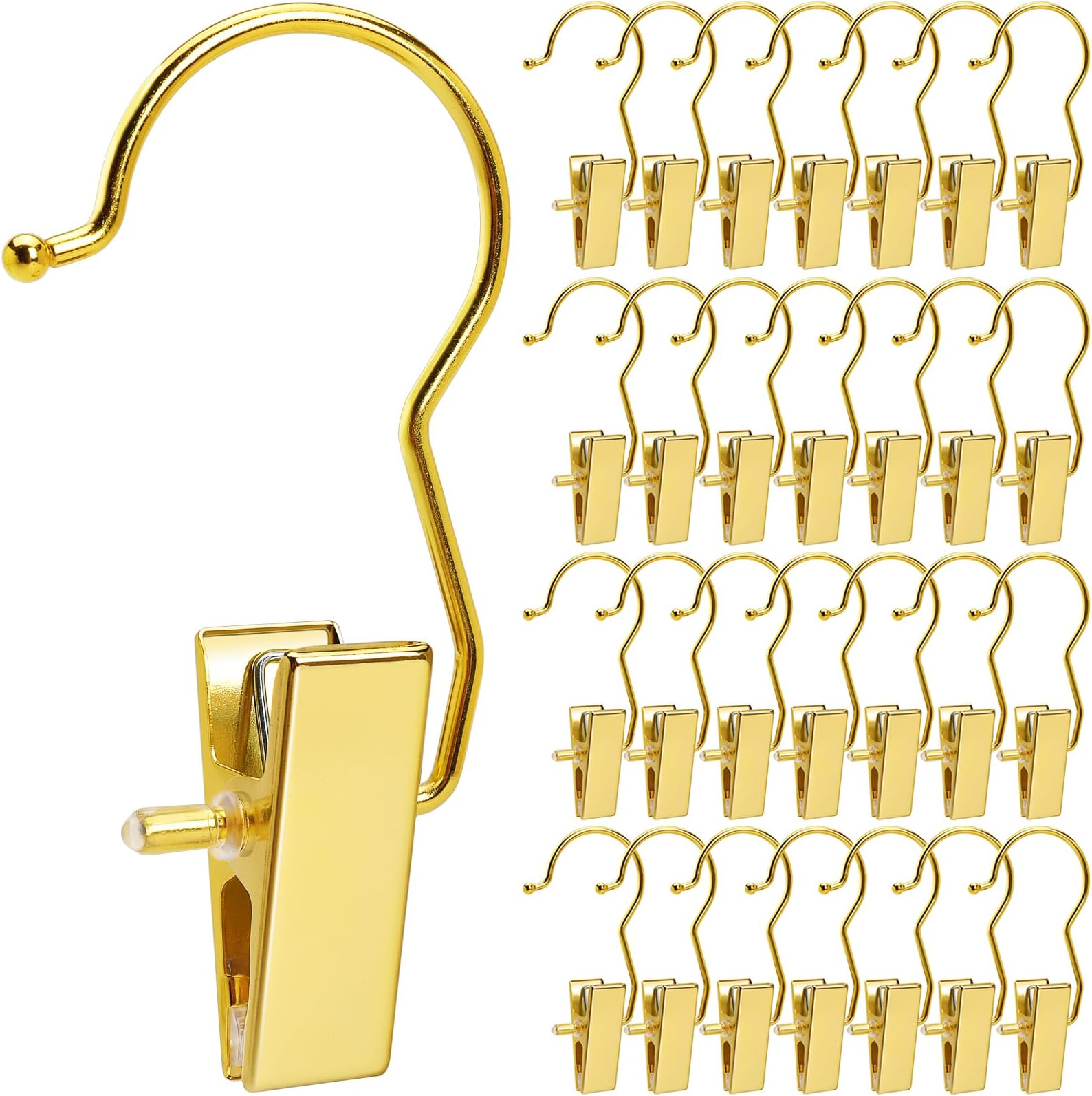 Amber Home 24 Pack Gold Boot Clips for Closet, Boot Hangers with Hooks, Boot Holder, Laundry Hooks, Clothes Pins, Portable Home Travel Hangers for Hat, Towels, Bras, Socks(Gold, 24 PCS)