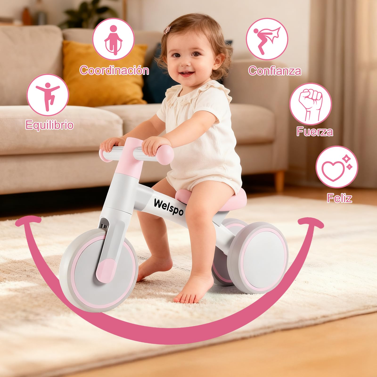 welspo Bicicleta de Equilibrio, Bicicleta Segura para Niños a Partir de 1 año, Bicicleta Bonita Resistente para Niños, Cómoda y Ligera para niños niñas como Regalo y Juguete
