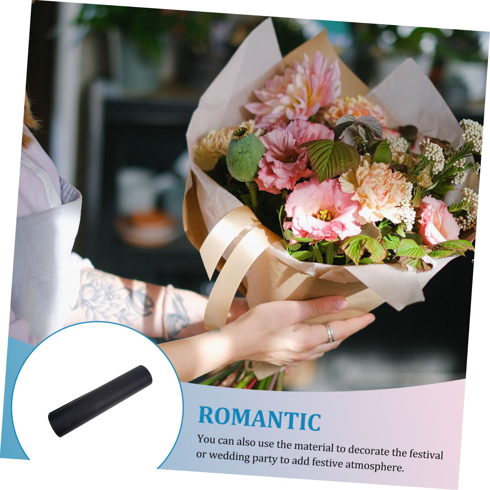 Angoily 1Roll Floral Wrapping Paper Roll Paper for Present Wrapping Bouquets and Crafts Paper Roll for Presents and Decorations