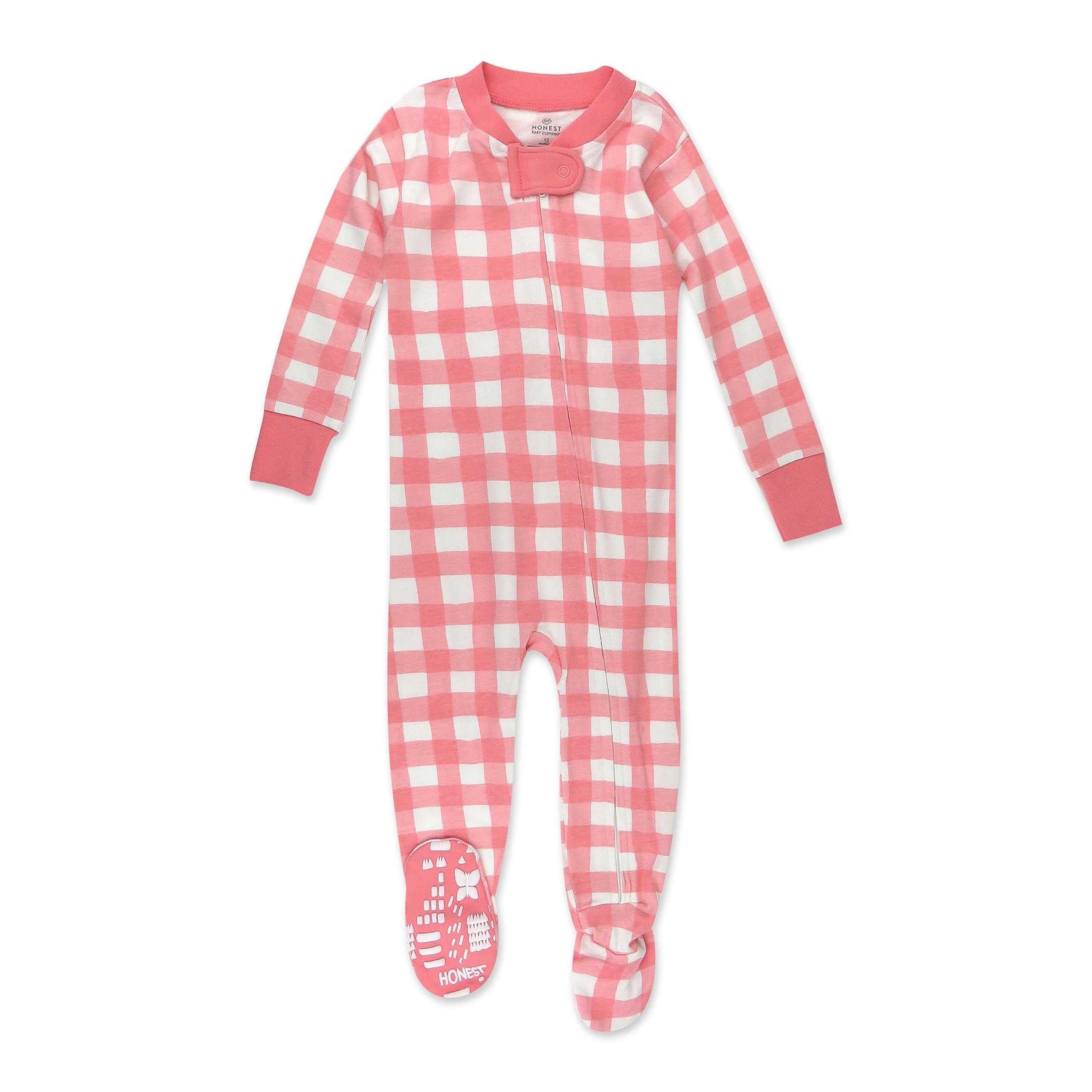 HonestBabyBaby Girls' Non-Slip Footed One-Piece Zip-Front 100% Organic Cotton Pajamas (Legacy)