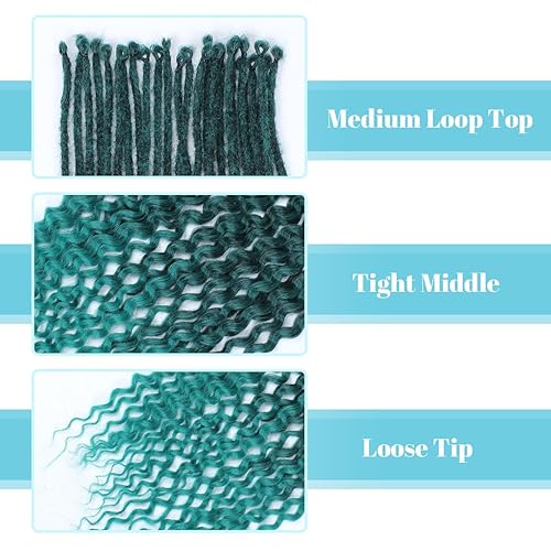 Miniatura 2 de Sangtok 10 extensiones de rastas onduladas SE de 24 pulgadas, de un solo extremo, rizadas, color verde azulado degradado, extensiones de rastas
