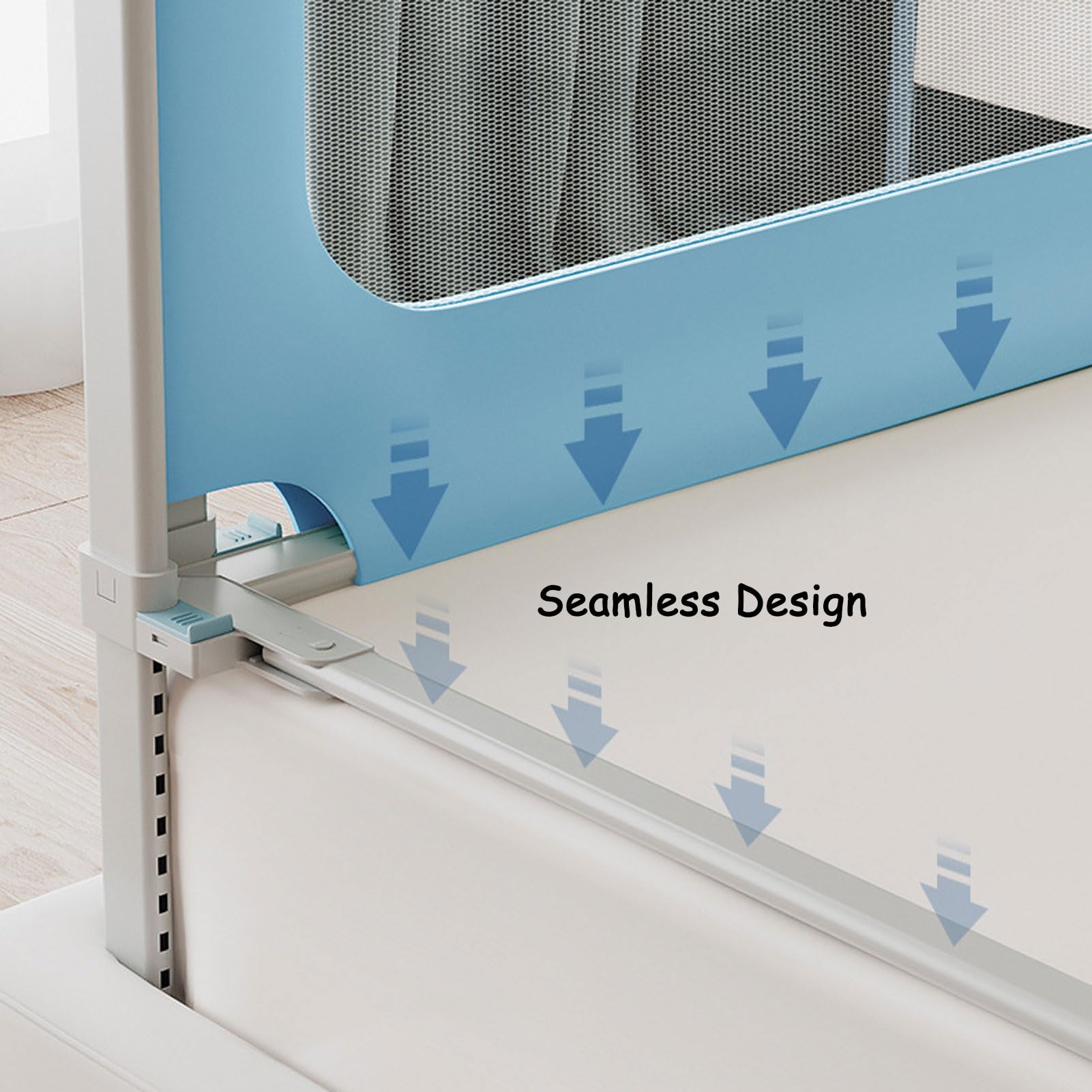 Barandilla de Cama para niños pequeños, barandilla de Seguridad para Cama Infantil, barandilla de Cama para bebé Ajustable en Altura y Plegable, con Doble Cierre de Seguridad y Bar
