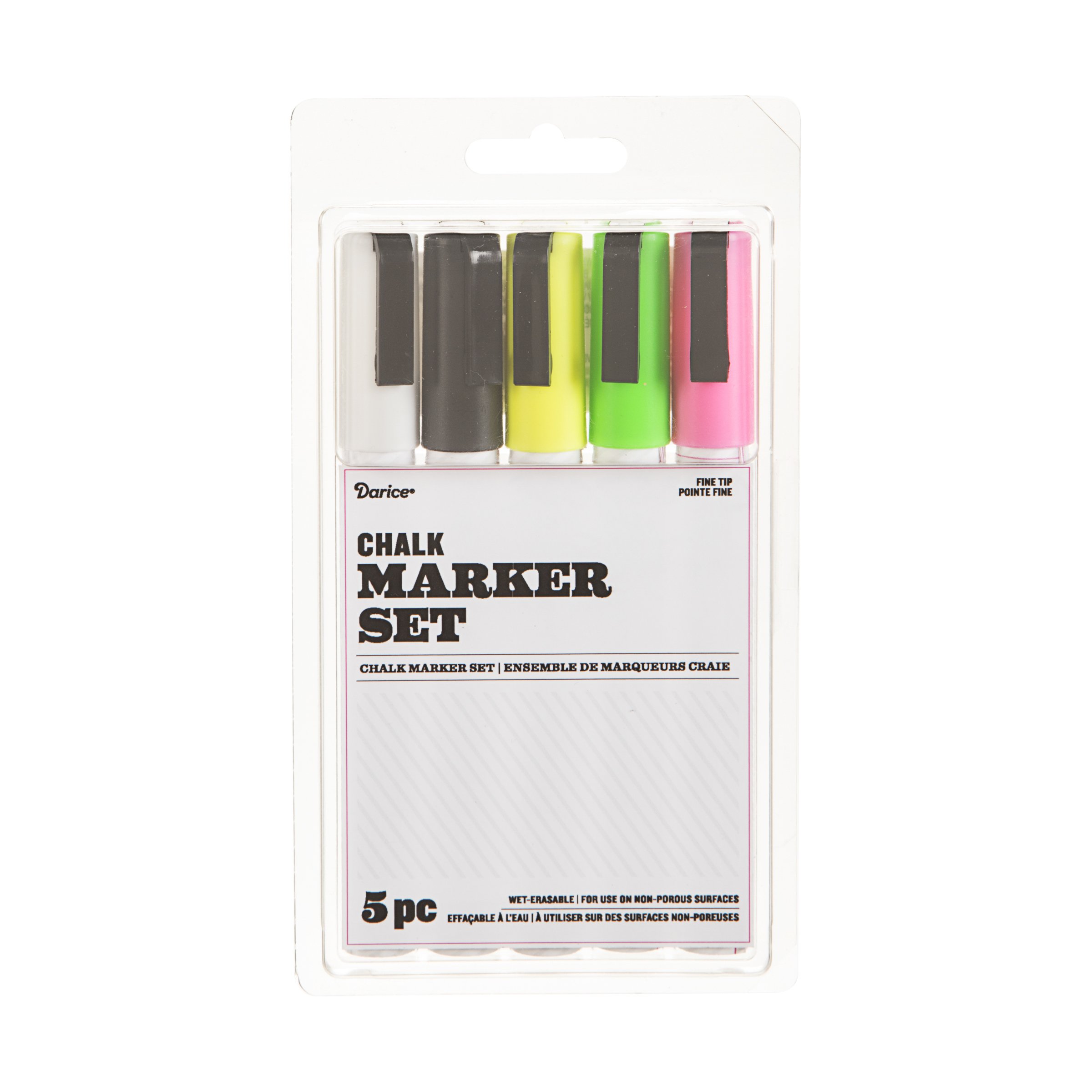 DARICE 5 Piece Chalk Marker Set, Assorted Brights