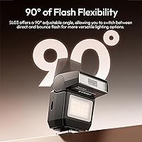 Vista 4 de ULANZI SL03 - Flash Speedlite Mini para Cámara con Luz de Vídeo para Principiantes Básico, GN8 6500K, Ángulo Ajustable de 90°, Compatible con DSLR