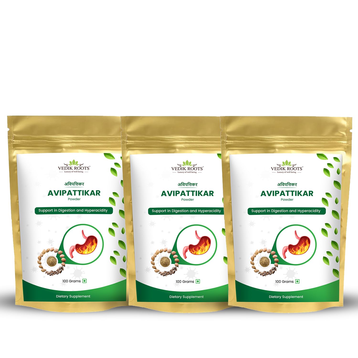 Avipattikar Churna | Organic Avipattikar | For Hyperacidity and Digestion - 100 g (Pack of 3)