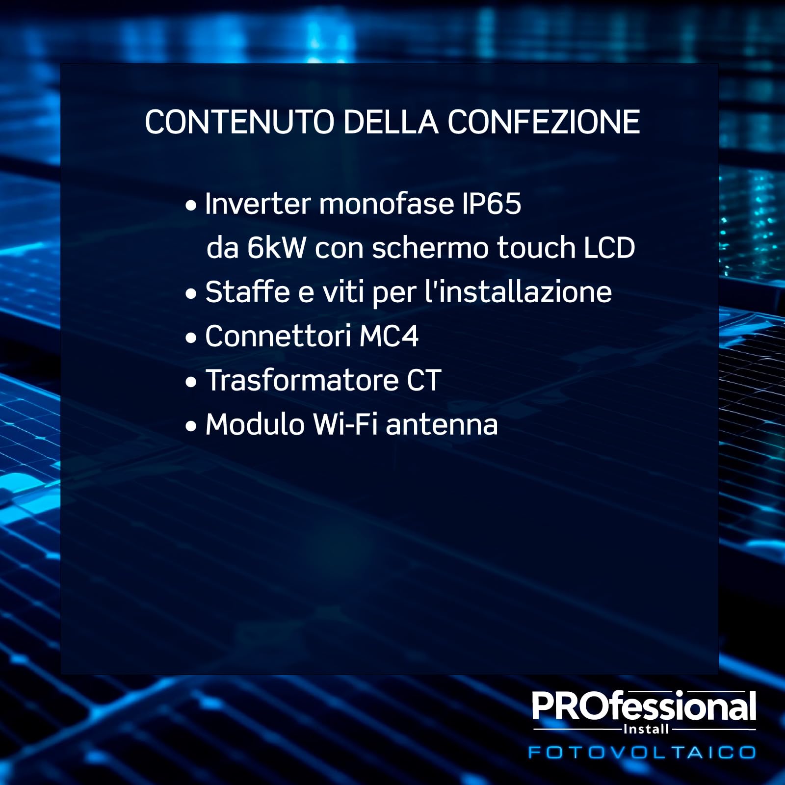 Inverter Fotovoltaico IBRIDO 6 kW Monofase - CEI 0-21 - Display LCD Touch - ON-Grid/OFF-Grid - Garanzia 5 anni