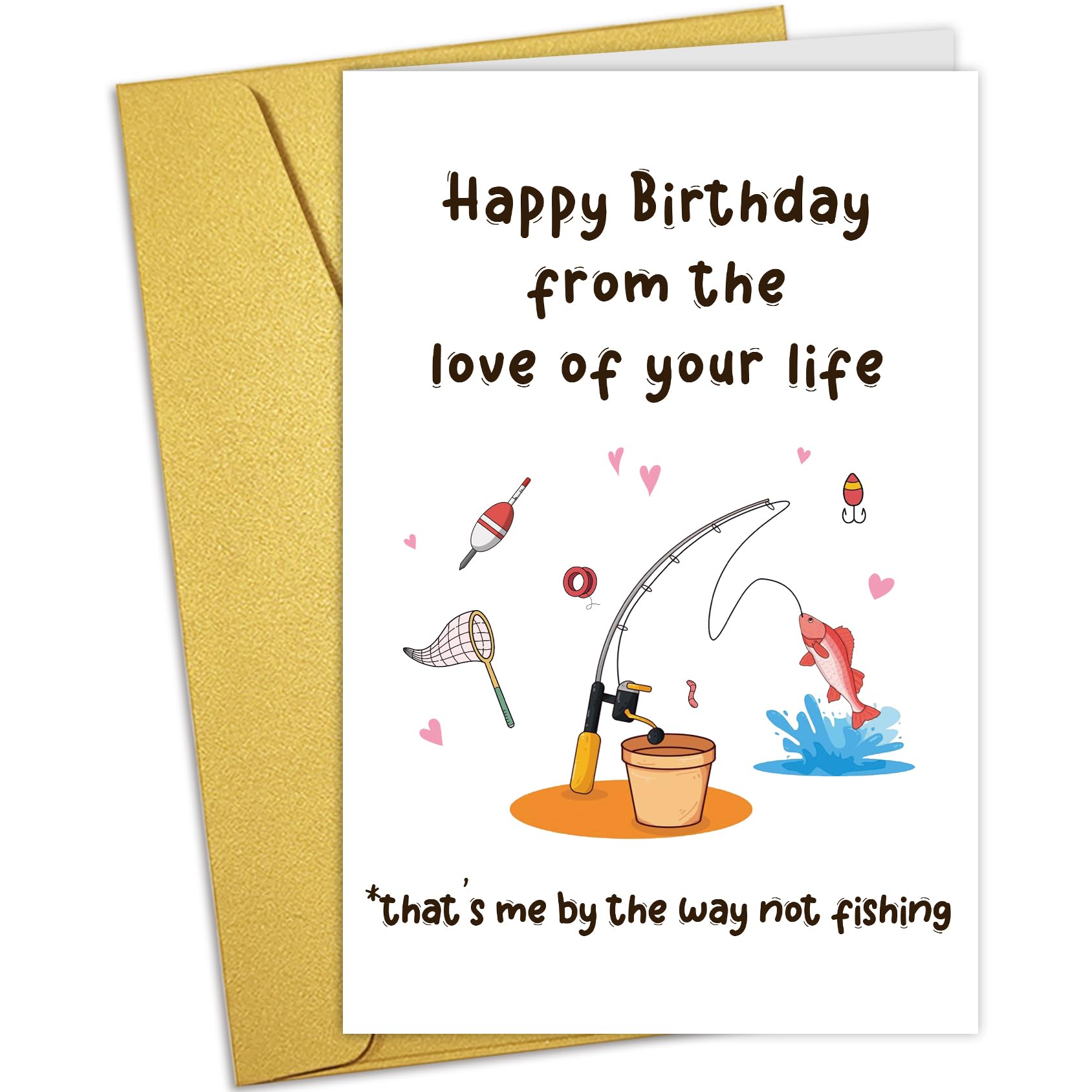 Nchigedy Fishing Birthday Card for Husband Boyfriend, Funny Husband Birthday Card from Wife Girlfriend, Happy Bday Cards from the Love of Your Life