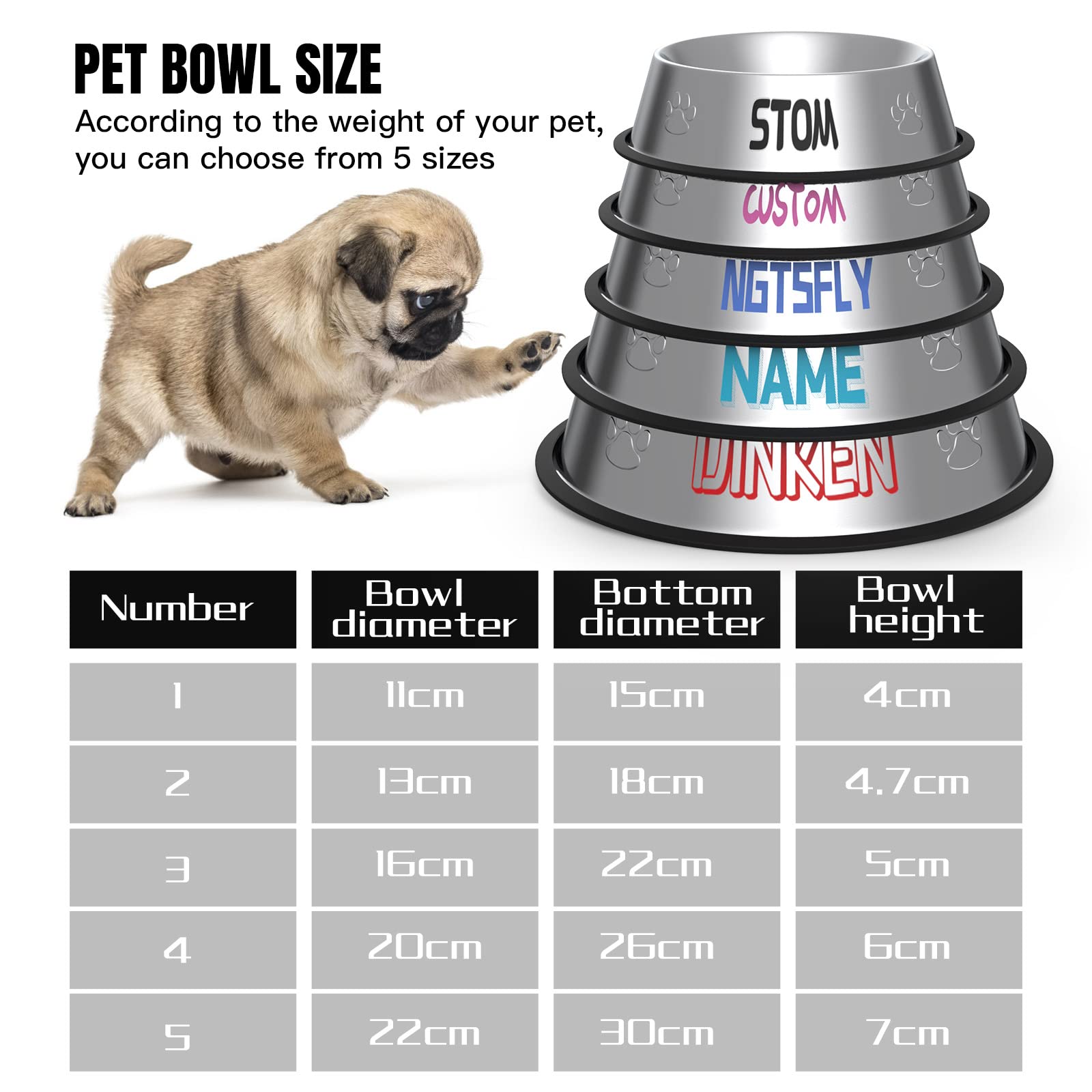 Ciotola Per Cani E Gatti Personalizzata - In Acciaio Inox Con Nome, Base Antiscivolo, Atossica E Facile Da Pulire - Foto 5