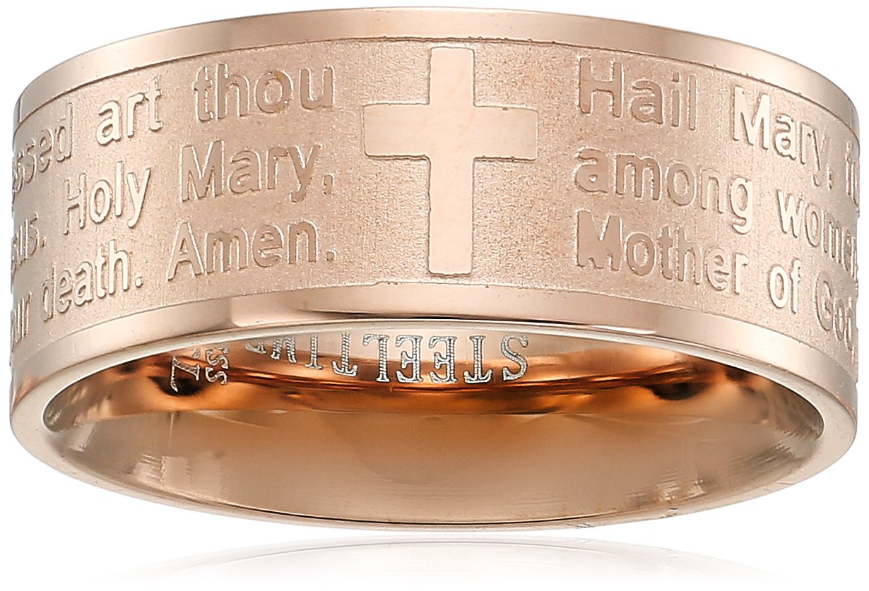 Amazon Essentials Steeltime 18k Gold Plated Hail Mary Prayer Ring , (previously Amazon Collection)