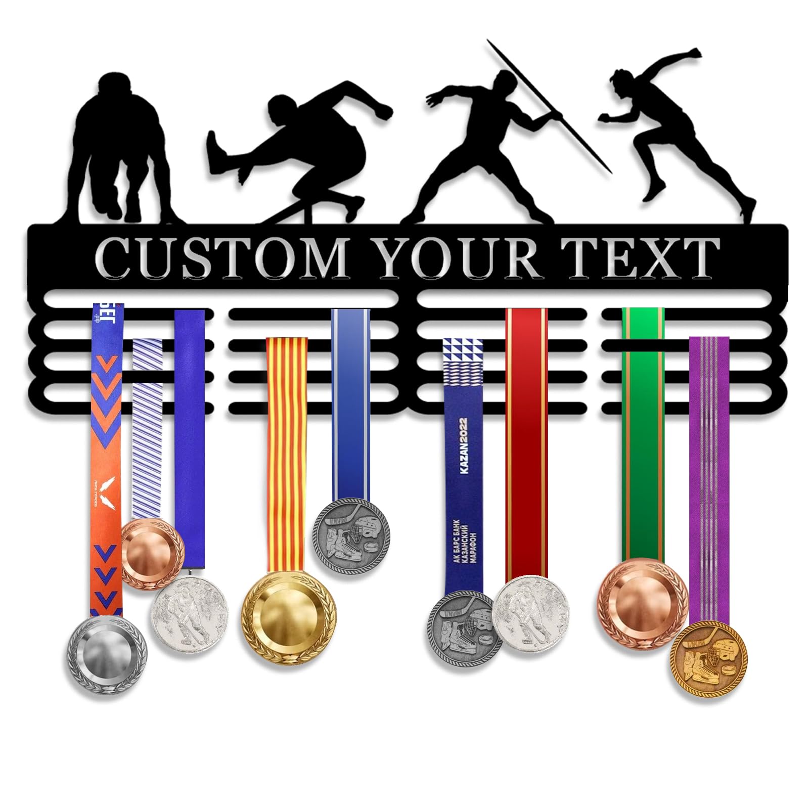 Personalized Medal Hanger Display - Custom Name Medal Holder Rack Wall Mount Decor, Trophy Shelf Tiered Award Rack Award Ribbon Hanger, Women Sports Medal Holder Rack for Dancing, Cheer, Ballet