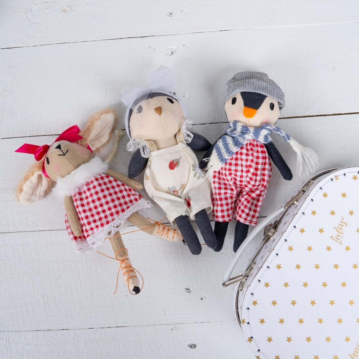 LEVLOVS Birthday Mouse Stuffed Animal｜Linen Toy｜Fairy Mouse｜Mini Dolls Set｜Fabric Doll Mice Toys ｜Family Dolls
