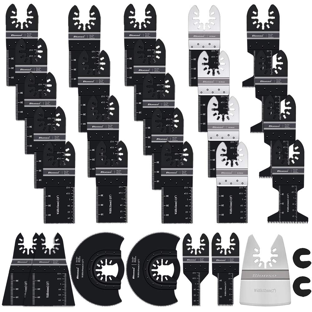 Bionso 31 Pcs Oscillating Saw Blades, Premium Multitool Blades Kit for Wood Metal Plastics, Oscillating Tool Blades Fit DeWalt Worx Rockwell WEN