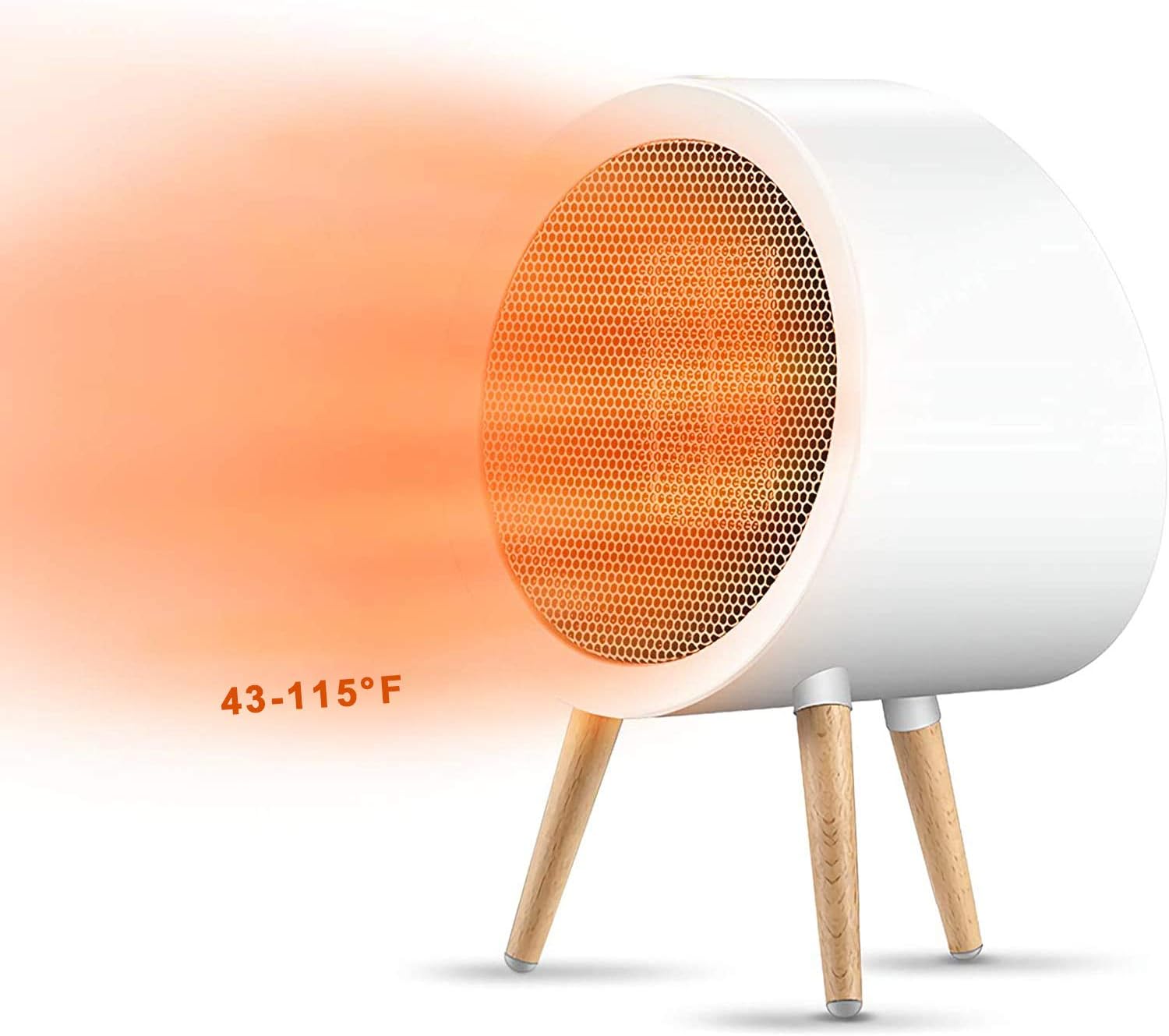 Portable Electric Space Heater, Small Ceramic Heater for Office Mini Personal Heater Fan for Indoor Use Home Bedroom Energy Efficient with Adjustable Thermostat & Tip-Over Protection Auto Oscillation (White)
