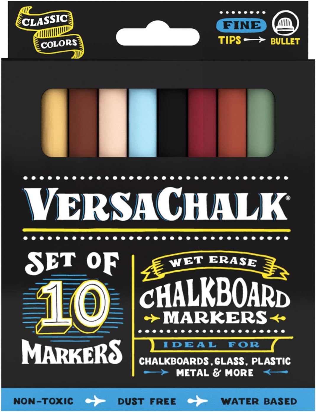 VersaChalk Classic Liquid Chalk Markers for Blackboards (10