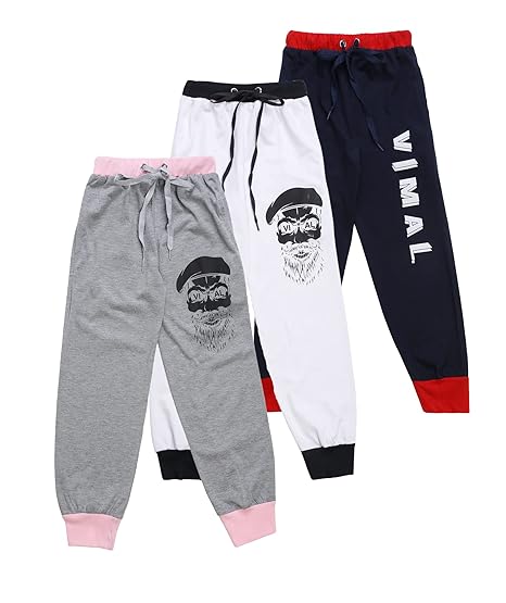 VIMAL JONNEY Regular Fit Joggers for Kids (Pack of 3)-K9_23_MLG_WHT_26_MLG_03-P