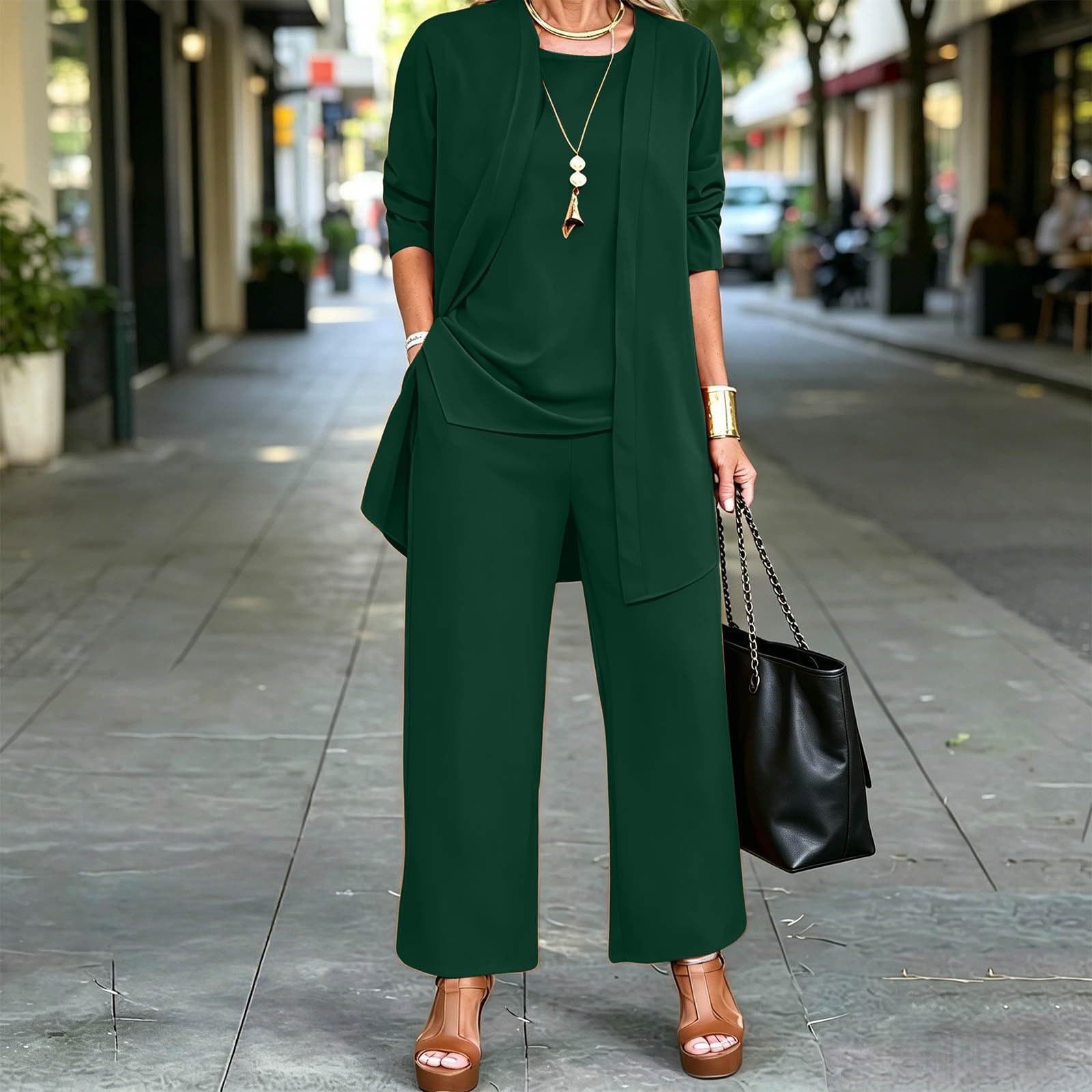 Sport Set Damen - Damen Sommer Outfit 3-Teiliges Outfit für Jeden Tag – Schlankmachende Bequeme Und LäSsige Hosen