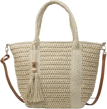 Extolove Straw Crossbody Bag For Women - Woven Straw Handbag With Bow, Beach Vacation Purse