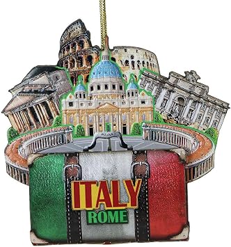 Italian Rome Christmas Ornament 4 Inch Double Sided 3D Italy Christmas Ornament