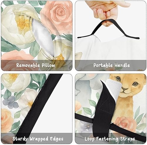 Miniatura 4 de Tapete personalizado para siesta para niños pequeños con funda de almohada y manta, sacos de dormir de animales florales con nombre personalizado