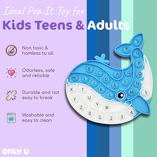 Miniatura 3 de Conjunto de juguetes para ansiedad de reventar burbujas marinas con ABC, juego de silicona de dinosaurio arcoíris para niños, juguetes sensoriales