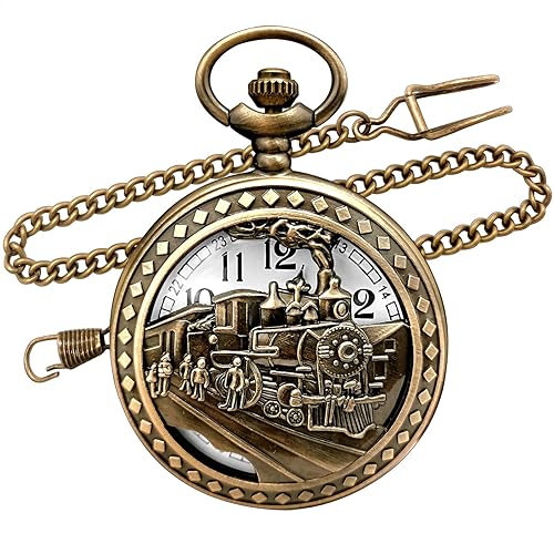 Top Fashion Watches Vintage Bronze Steam Train Mens Quartz Gift