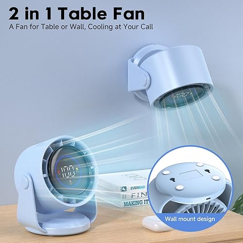 Miniatura 3 de Ventilador de escritorio, ventilador de mesa turbo para dormitorio, pantalla digital de 100 velocidades, bajo ruido, inclinación ajustable de 105,