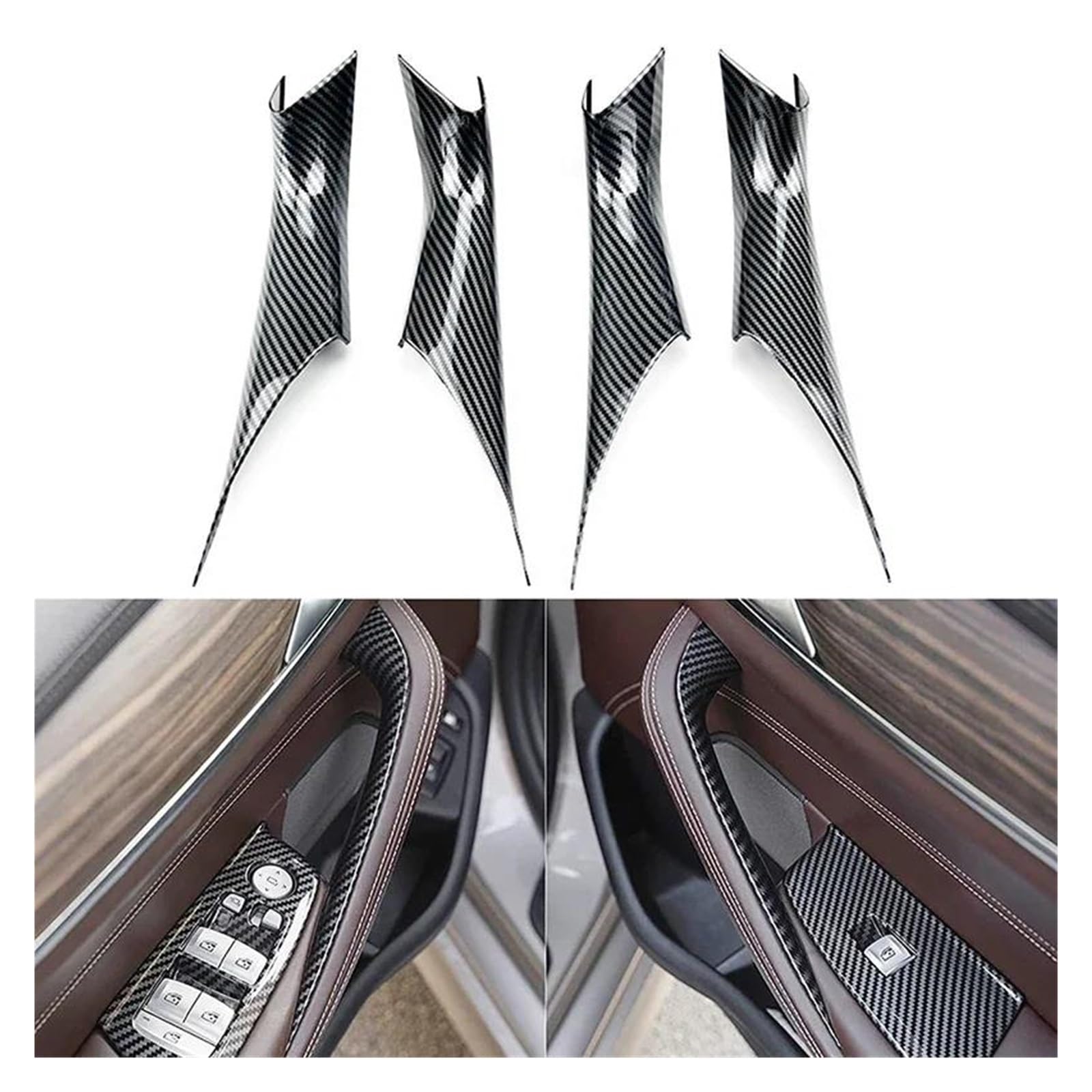 Maniglia interna Facile installazione 2/4 pezzi trazione interno per auto Coperture di trazione per BMW Serie 5 G30 G38 2018 2019-2021 2022 2023 Maniglia interna portiera(4 Carbon Fiber Look)