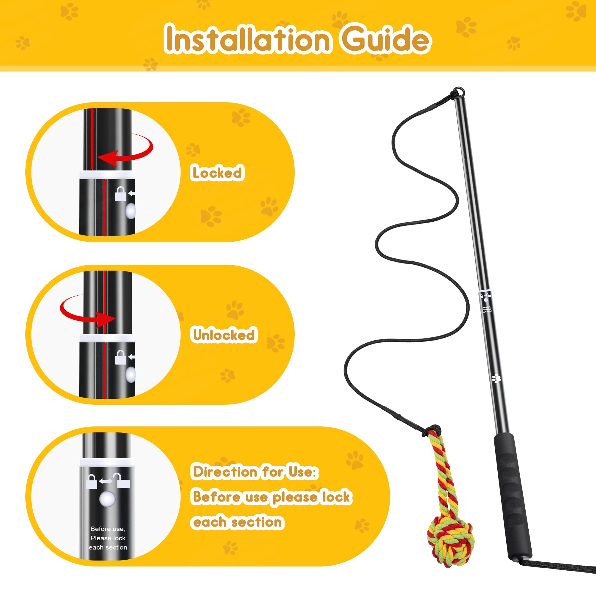 Flirt Pole Dogs, Extendable Teaser Wand Pet Flirt Stick to Train Dog Agility - Image 3