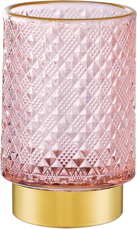 Porta-pincéis de maquiagem e organizador de mesa de vidro com base metálica LEICURACE A45-10-US, rosa