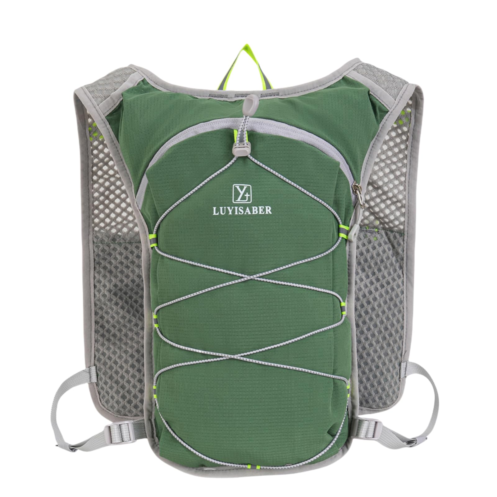 JMFahrrad Hydration Running Vest Backpack for Climbing Hiking Running Cycling CLightweight Design with Multiple Pockets, Water-Resistant Nylon Material (Green, Standard)