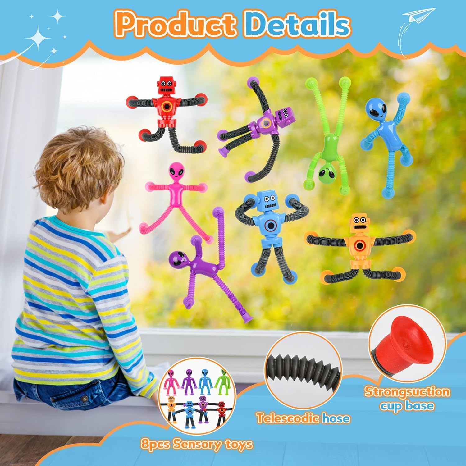 16 Pcs Pop Tube Sensory Toys, Tubes Bulk Stretchy Fidget Toy for Kids image 3