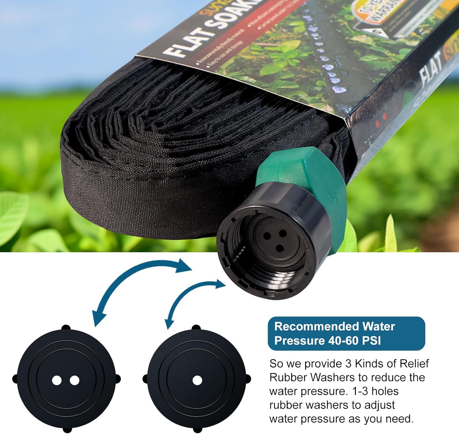 Flat Soaker Hose 25FT 2-Pack for Garden Beds, Drip Irrigation Hose for Efficient & Effective Watering – Soaker Hoses Lightweight & Easy to Install (25FT 2Pack)