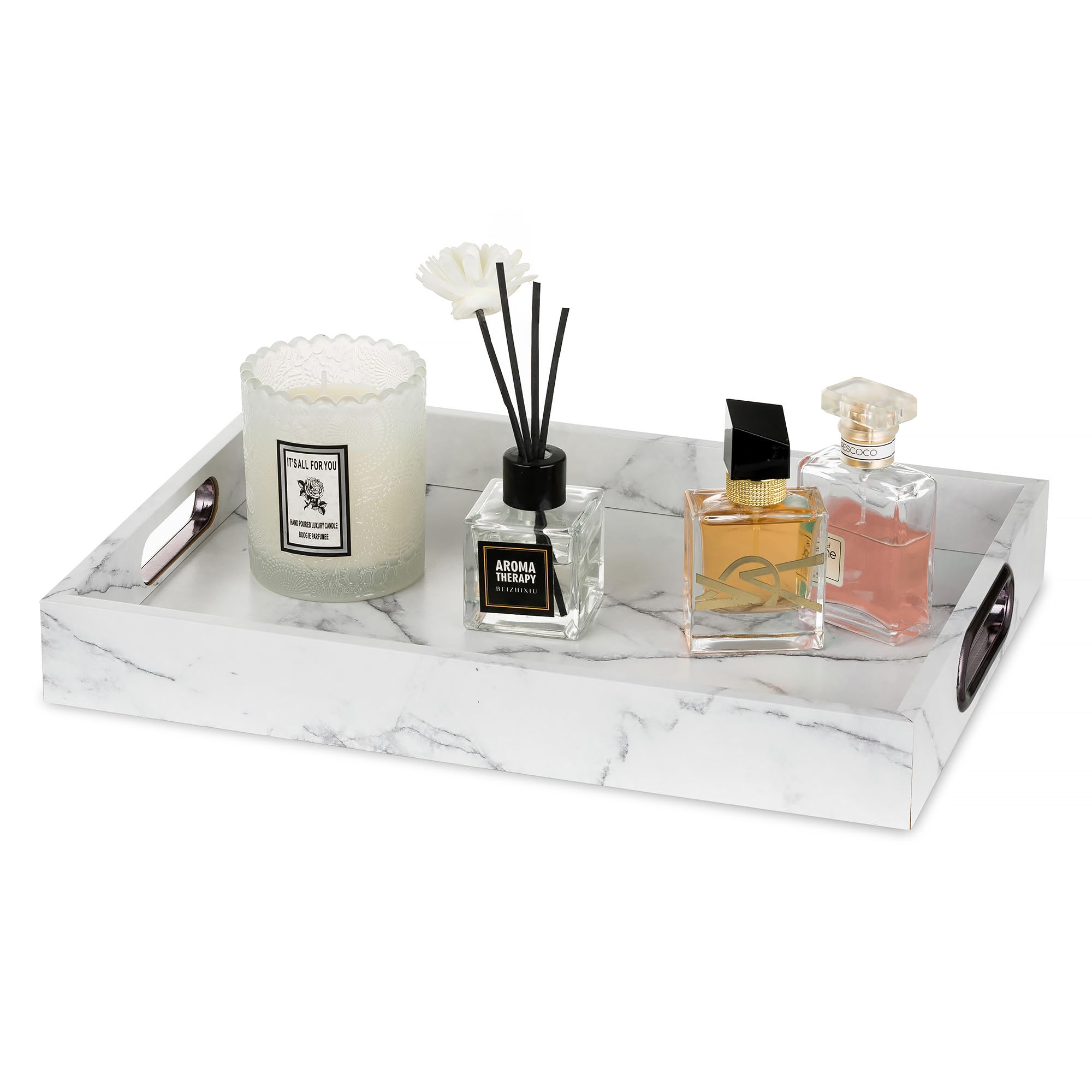 Snapklik.com : Hanobe Bathroom Vanity Tray Decorative: White Faux ...
